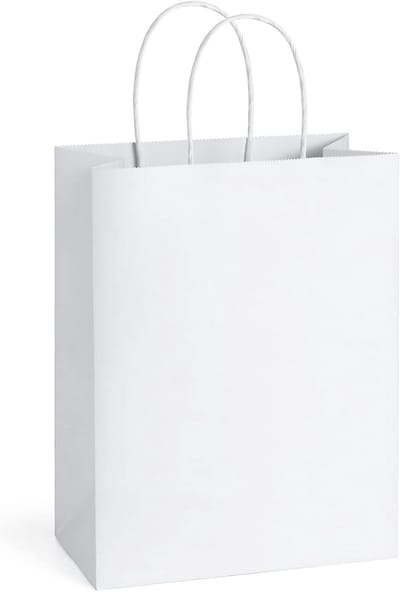 50 Stuks Witte Papieren Geschenktassen met Handvatten - Craft Cadeauzakjes 20x11x27 cm