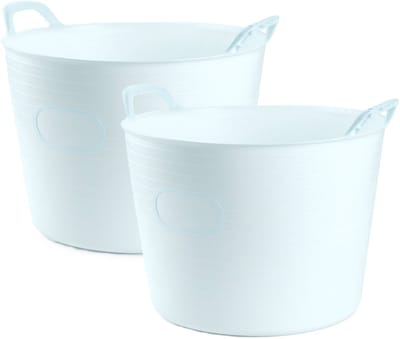 Plasticforte Flexibele kuip of emmer - 2x - ijsblauw - 42 liter - stevig kunststof - 45 x 38 cm - Afvalbak - Wasmand - Opbergmand - Voedsel geschikt