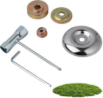grasmaaier-trimmer, accessoireset, 6-delige bladadapterset, voor bosmaaiers en bosmaaiers, metalen accessoires voor grasmaaiers en irrigatiemachines, inclusief gereedschap en adapter