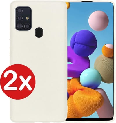 Hoesje - 2 Stuks - Geschikt voor Samsung Galaxy A21s - Sterk & Shockproof - Telefoonhoes - Back Cover - Case Siliconen - Telefoon Hoes - Wit