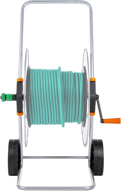 Slangwagen - Slanghouder Trolley - Tuinslang Opbergen - Stabiele Stalen Constructie - Max 110m Slang - Zilver Zwart
