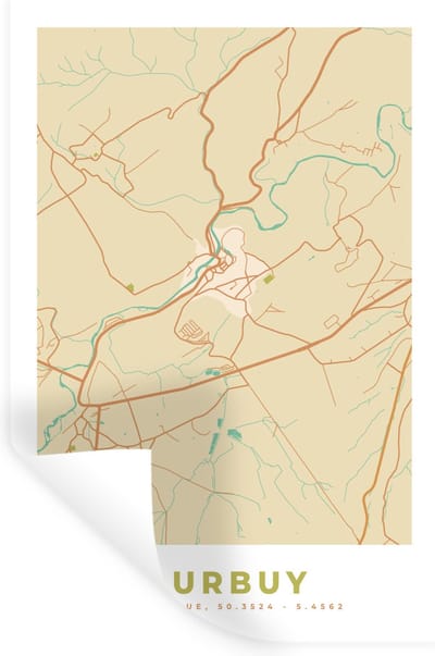 Muurstickers - Sticker Folie - Durbuy - België - Plattegrond - Kaart - Stadskaart - 20x30 cm - Plakfolie - Muurstickers Kinderkamer - Zelfklevend Behang - Zelfklevend behangpapier - Stickerfolie