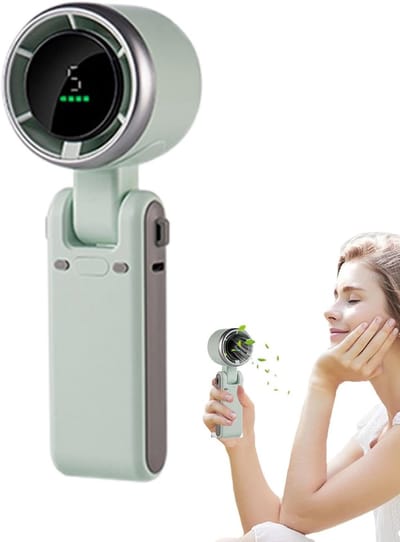 VHV - Handventilator - Mini ventilator - Draagbare ventilator - Opvouwbaar - 5 snelheden - Oplaadbaar - LED display - Voor op reis, kantoor en vakantie - Groente