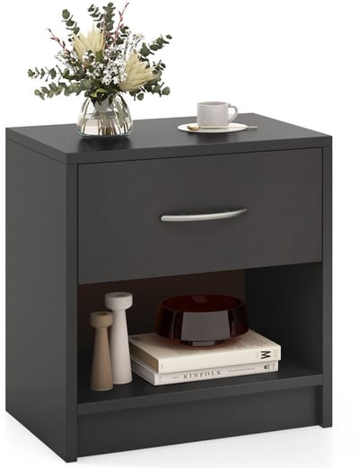 COSTWAY Nachtkastje met lade, kleine bijzettafel met open vak, banktafel, nachtkastje, nachtkastje voor slaapkamer, woonkamer, 38,5 x 28 x 40,5 cm (grijs)