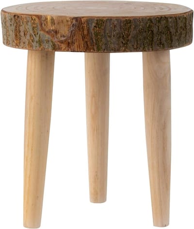 Rustieke houten bijzettafel van boomschijf met schors - Diameter 31 cm - Hoogte 32 cm