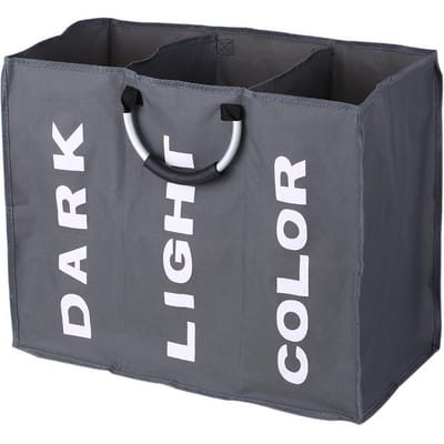 3-delige grote opvouwbare Oxford wasmand tas vuile was opbergzak organizer met aluminium zwart