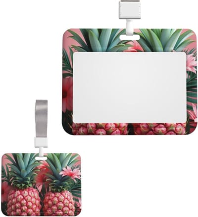 Glijdende ID-kaarthouder - Badgehouder Kantoor - Werk Identificatie - Schuifontwerp Voorkomt Verlies - 10.2 x 6.4 cm - Roze Ananas