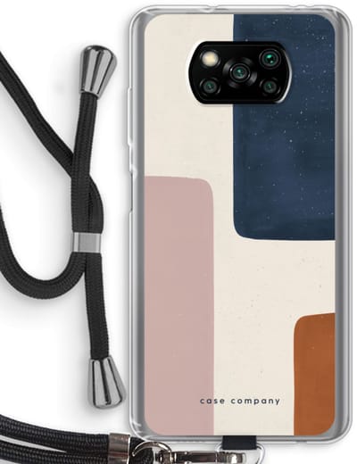 Case Company® - Hoesje met koord geschikt voor Poco X3 Pro hoesje met Koord - Geo #5 - Telefoonhoesje met Zwart Koord - Bescherming aan alle Kanten en Over de Schermrand