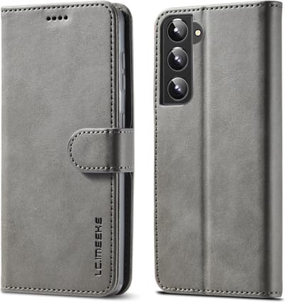 LC.IMEEKE Hoesje - Geschikt voor Samsung Galaxy S22 Hoesje - LC.IMEEKE Luxe Book Case - Grijs