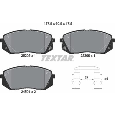 Remblokset TEXTAR 2520501, voor