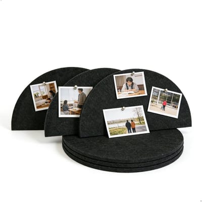 Prikbord van kurk, viltbord van kurk, wandpanelen, 6 stuks, decoratieve zelfklevende geluidsisolatieplaten, extra vilten prikbord voor slaapkamer, keuken, kantoor, 30 x 15 cm, zwart