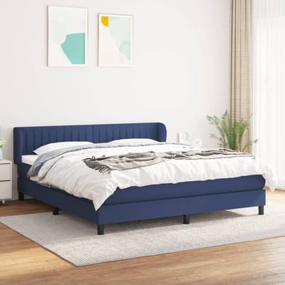 vidaXL - Boxspring - met - matras - stof - blauw - 180x200 - cm