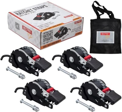Sjorbanden Set - Spanbanden Ratel - Vervoer Vastzetten - Inklapbare Ratel - 4 Stuks - Zwart