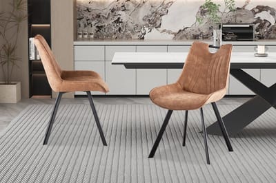 Stoel 'Pablo' Micro fiber PU Donkerbruin - Set van 2