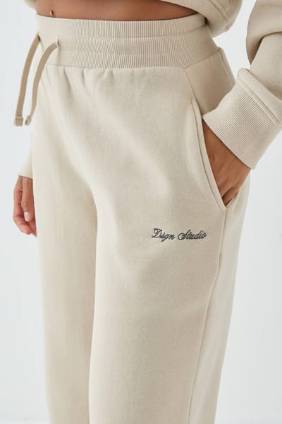 Dames DSGN Studio Deep Hem Boxy Crop Zip Through Hooded Trainingspak | Steen | Maat: 2XL