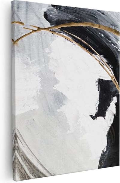 Artaza Canvas Schilderij Abstract Goud - 40x50 cm - Muurdecoratie Woonkamer - Wanddecoratie Industrieel - Kamer Accessoires