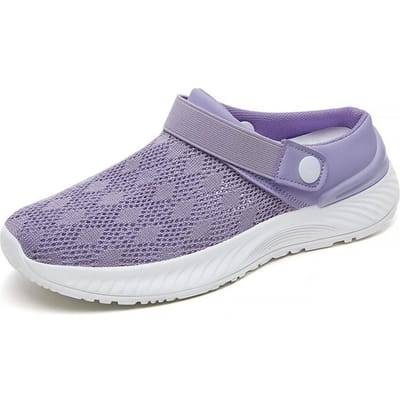 zomer nieuwe damesschoenen mode casual ademende mesh slippers schoenen een instap half support schoenen damesschoenen 41 gray