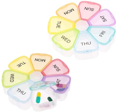 Dailygoods- Pillendoos 7 dagen - Pillendoos grote vakken - Pillendoosjes 7 dagen - Medicijnorganisator - Draagbare container - Bloemblaadjevormige vorm - Medicijnbox