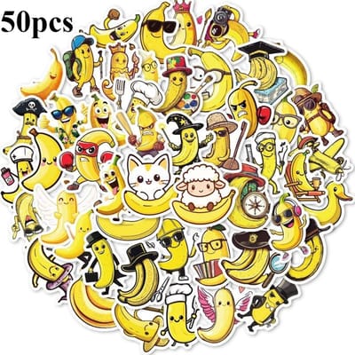 50 Stuks Banaan Karakter Stickers | voor LaptopsMobiele TelefoonsTabletsScrapbooks - Perfect voor FeestbedankjesBeloningenVakantiecadeaus