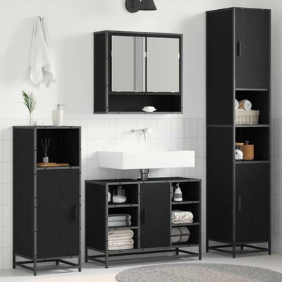 vidaXL - Badkamermeubel - Set - Zwart - Eiken - 35 - x - 37,5 - x - 188,5 - cm