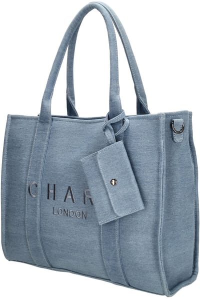 Charm London Bond Laptoptas 15,6 inch - Shopper - Schoudertas - Laptopvak - Denim - Spijkerstof - Lichtblauw