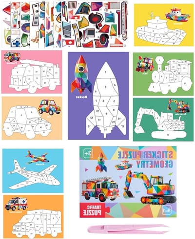 Boek met Kunstactiviteitenset - Mozaïekspel Knutselset - Creatief Leren - Genummerde Combinaties - 28 x 20.5 cm - Transport Sectie A