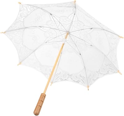 Lace paraplu wit - handgemaakt - bloemen borduurwerk - decoratie voor kinderen - ShopVlot