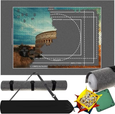 Puzzel Opbergmat - Puzzelmat Vilt - Puzzels Opbergen - Inclusief 4 Zakjes - 115 x 67 cm - Veelkleurig