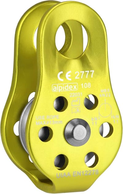 Touwkatrol Fix - Klimblok - Hijs en trekken - Hoge stabiliteit 22 kN - Tot 13 mm touw - Limoen