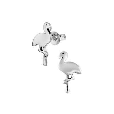 Zilveren oorbellen - oorstekers - flamingo design - 925 zilver