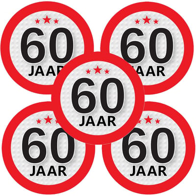 60 jaar leeftijd sticker - 15x - rond - Dia 9 cm - 60 jaar verjaardag - jubileum - leeftijd versiering