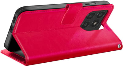 Mayaxess, Hoesje geschikt voor Honor 400 Smart - Shockproof Wallet met Koord, Rood