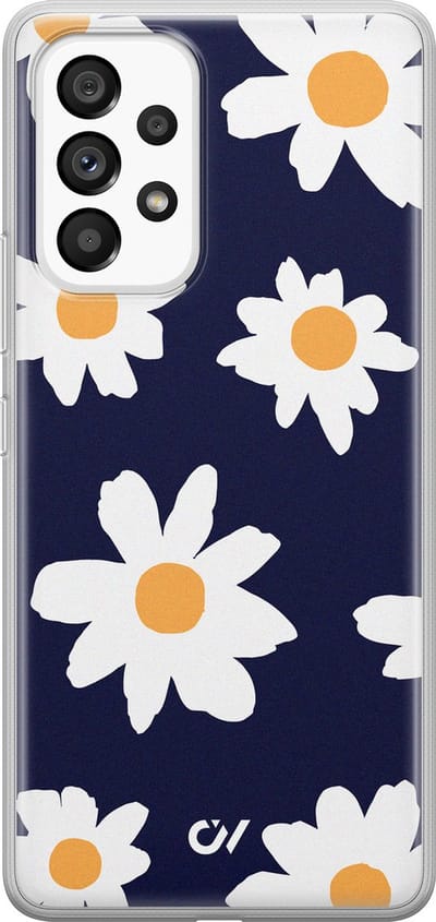 Hoesje geschikt voor Samsung Galaxy A53 hoesje - Sweet Daisies - - Blauw - - Casevibes