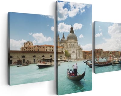 Artaza Canvas Schilderij Drieluik Basiliek San Marco in Venetië op het Water - 90x60 - Foto Op Canvas - Canvas Print