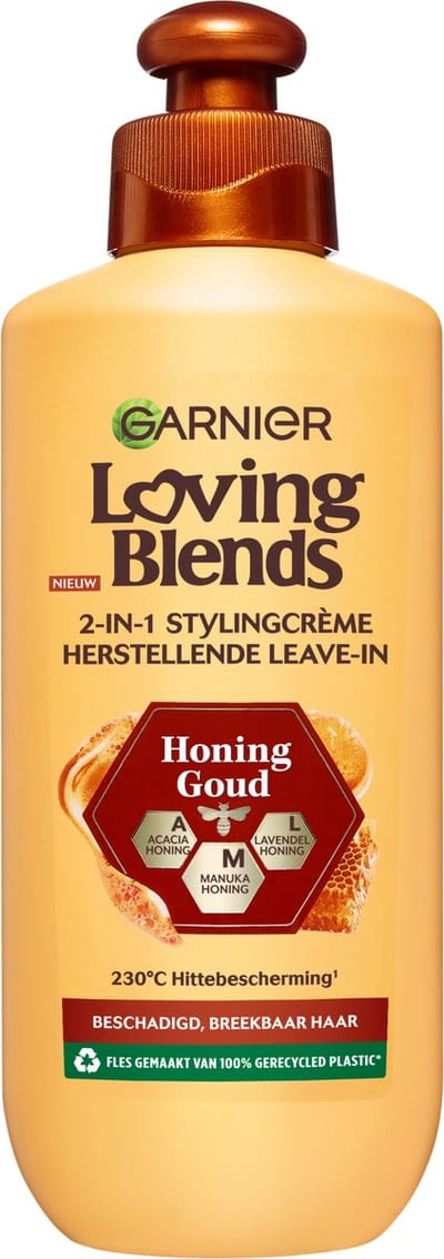 Garnier Loving Blends Honing Goud Leave-In Crème - Herstel en anti-frizz - Voor beschadigd, breekbaar haar - 200ml - 6 stuks