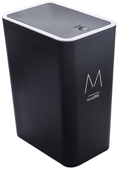 Kleine Prullenbak - Vuilnisbak Badkamer - Afval Verwerken - Drukdeksel Geurloos - 15 Liter 34cm - Wit