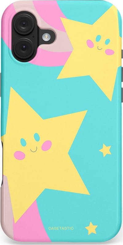 Casetastic hoesje geschikt voor Apple iPhone 16 Plus - MagSafe - Dubbellaagse bescherming - Roze Sterrenlicht - Fashion Case - Wit Turquoise Lichtroze Goud