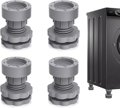 Wasmachine Steunvoet - Wasdroger Stabilisator - Voorkom Lawaai - 360 Roterende Anti-vibratie - Verstelbare Hoogte - Grijs