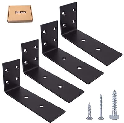 Pack van 4 Zwarte L-vormige Hoekbeugels - Metalen Verbinding en Schroeven Inbegrepen