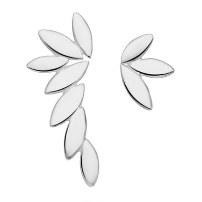 EAR IT UP - Oorbellen - Mismatch - Blad - Push back oorknopjes - 925 sterling zilver - 30 x 11 mm - 1 paar
