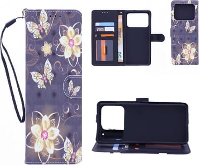 Bookcase Geschikt voor: Xiaomi Mi 11 Ultra hoesje met print - Butterflies And Flowers 3D