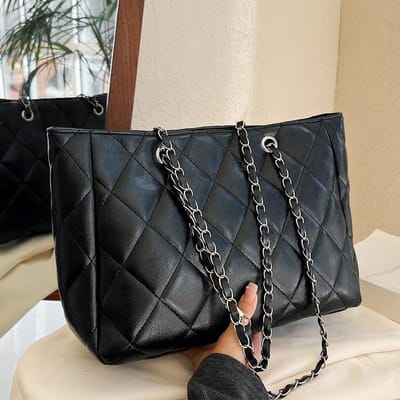 Modieuze Tote Bag met Grote Capaciteit voor Dames voor Herfst- en Wintercommute Ketting Schoudertas High-end Crossbody Tas black