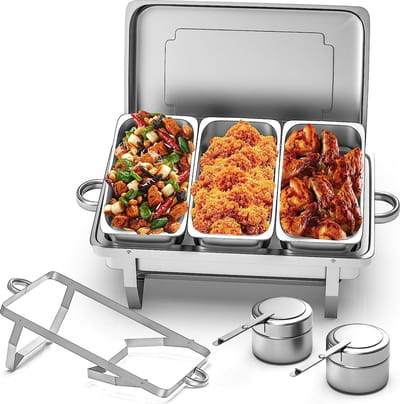 Warmhoudcontainer (set van 1) - eersteklas Rechaud van roestvrij staal 410-Warmhoudcontainer incl. handmatige voedselwarmer ideaal voor evenementen en feesten