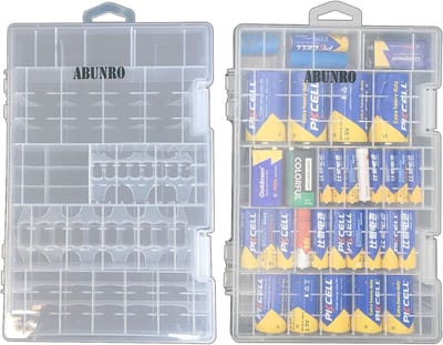 Batterij Organizer - Opbergkoffer Batterijhouder - Batterijen Sorteren - Ruimte voor 68 Batterijen - 25x16x3 cm - Transparant
