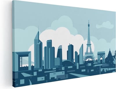 Artaza Canvas Schilderij Parijs - 40x20 cm - Klein - Wanddecoratie Skyline - Muurdecoratie Eiffeltoren - Schilderijen Op Canvas