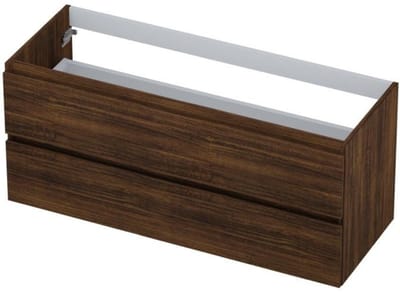 INK - Onderkast 2 Laden Greeploos met Houten Keerlijst - 1200x450x520 Mm - Koper Eiken