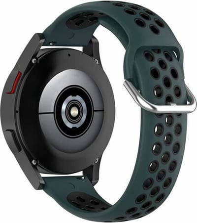 By Qubix - Geschikt voor Garmin bandje - Siliconen sportbandje met gesp - Donkergroen + zwart - Geschikt voor Garmin Vivoactive 6 / 5 / 3 - Smartwatch bandje 20mm