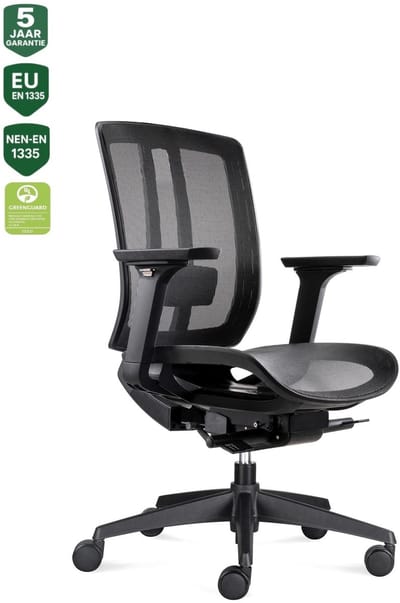 BENS 816D-Synchro-4 - Ergonomische Bureaustoel - Zwart - Bureaustoel voor volwassenen - Kantoorstoel - Zwevende Zitting - NEN-EN1335 & ARBO normen - GREENGUARD GOLD