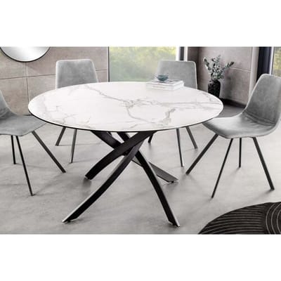 Ronde tafel wit keramiek 120 cm