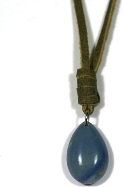 IbizaMen - leer veter - bruin vintage - drop blauw - verstelbaar in nek - 40-80cm